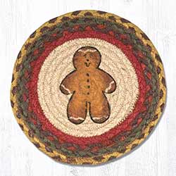 Gingerbread Man Braided Tablemat - Round (10 inch)