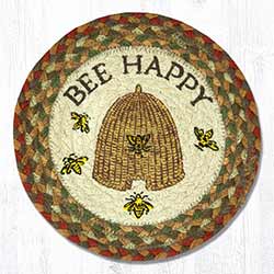 Bee Happy Braided Tablemat - Round (10 inch)