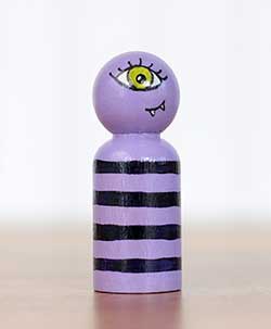 Purple One-Eyed Monster Peg Doll (or Ornament)