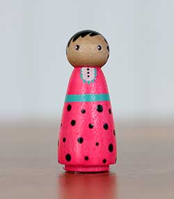 Neon Pink Girl Peg Doll (or Ornament)
