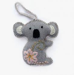 Koala Felt Ornament with Flower