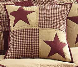 Jamestown Burgundy & Tan Quilted Pillow Cover