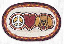 OMSP-471 Bow Wow Peace, Love, Puppy Braided Oval Trivet