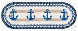 OP-443 Navy Anchor 36 inch Braided Table Runner