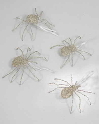 Glittered Spider Ornament - Silver