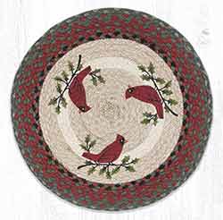 Holly Cardinal Round Braided Placemat