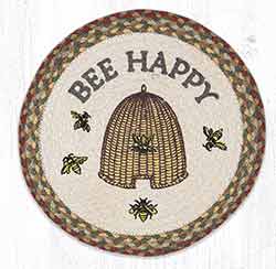 Bee Happy Round Braided Placemat