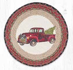 Christmas Truck Round Braided Placemat