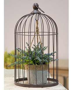 Birdcage with Jute and Cement Plant Holder - Large