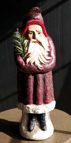 tinsel Belsnickle Santa Figurine w/tree champagne glitter 11" Ragon House NWT 