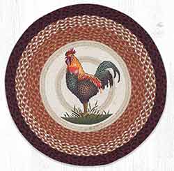RP-471 Rustic Rooster Round Braided Rug