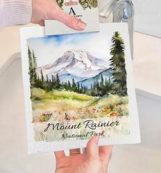 Mount Rainier National Park Swedish Dishcloth