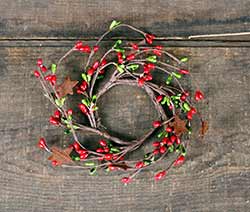 Red & Green Pip Berry Candle Ring with Stars - 2 inch