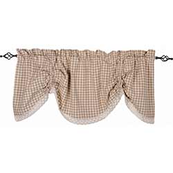 Heritage House Check Cream Gathered Valance with Lace