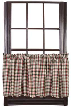 Victory Plaid Cafe Curtains - 24 inch Tiers