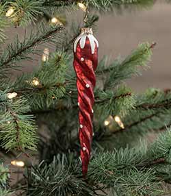 Red Polka Dot Twisted Icicle Ornament