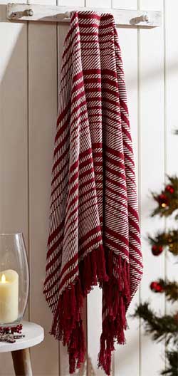 Whimsical Candy Cane Stripe Woven Throw