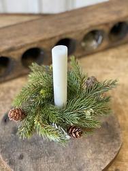 White Spruce 2 inch Candle Ring with Cones