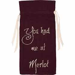 You Had Me At Merlow Burlap Merlot Wine Bag