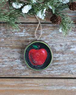 Our Backyard Studio Apple Wood Slice Ornament (Personalized)