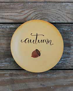 Autumn Hand Painted Plate with Acorn