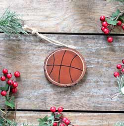 Our Backyard Studio Basketball Wood Slice Ornament (Personalized)
