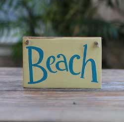 Our Backyard Studio Beach Small Wood Sign (Yellow & Blue)