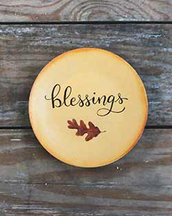 Blessings Hand Painted Plate with Leaf