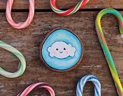 Cloud on Blue Wood Slice Ornament (Personalized)