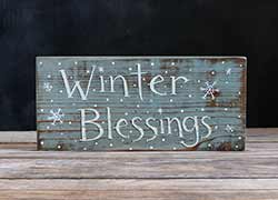Winter Blessings Sign with Snowflakes