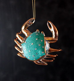 Turquoise Jeweled Crab Ornament