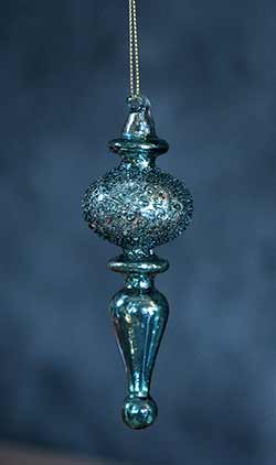 Blue Antiqued Finial Ornament