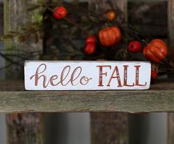 Hello Fall Mini Sign with Leaves