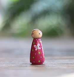 Pink Butterfly Girl Peg Doll (or Ornament)