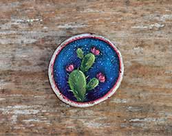 Cactus Galaxy Wood Slice Ornament 1