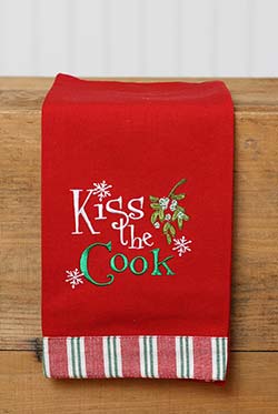 Kiss the Cook Embroidered Tea Towel