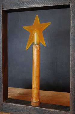 Burnt Ivory / Cinnamon Battery Taper Candle with Star - 10 inch