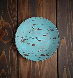 Robin's Egg Blue Chippy 6 inch Candle Plate