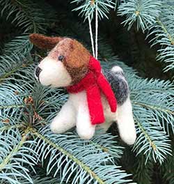 Terrier Dog with Red Scarf Felt Ornament