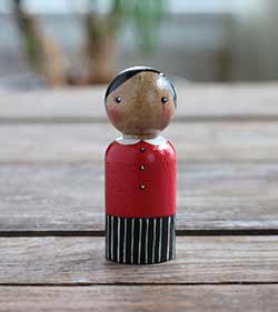 Red and Black Peg Doll Lady (or Ornament)