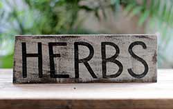 Herbs Hand Lettered Wood Sign (Cream and Black)