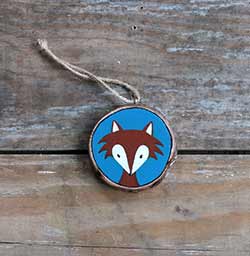 Fox Wood Slice Ornament (Personalized)
