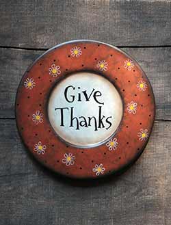 Give Thanks Plate with Flowers