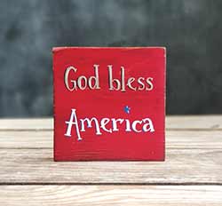 God Bless America Shelf Sitter Sign - Red