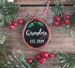 Grandma Est Wood Slice Ornament (Personalized)