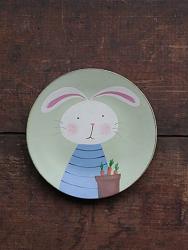 Bunny with Blue Shirt & Carrots Plate
