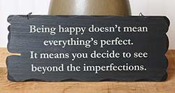 Being Happy Tattered Wood Sign - Black