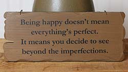 Being Happy Tattered Wood Sign - Mustard