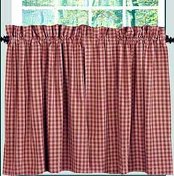Heritage House Check Cafe Curtains - 24 inch Tiers