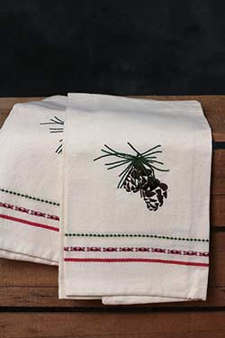 Pine Cone Embroidered Guest Towel